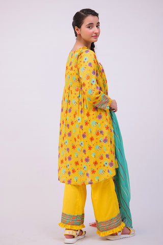 Picture of Senorita - GAD-02751 | Yellow & Multicolor | Casual 3 Piece Suit | Cotton Lawn Printed - Available at Raja Sahib