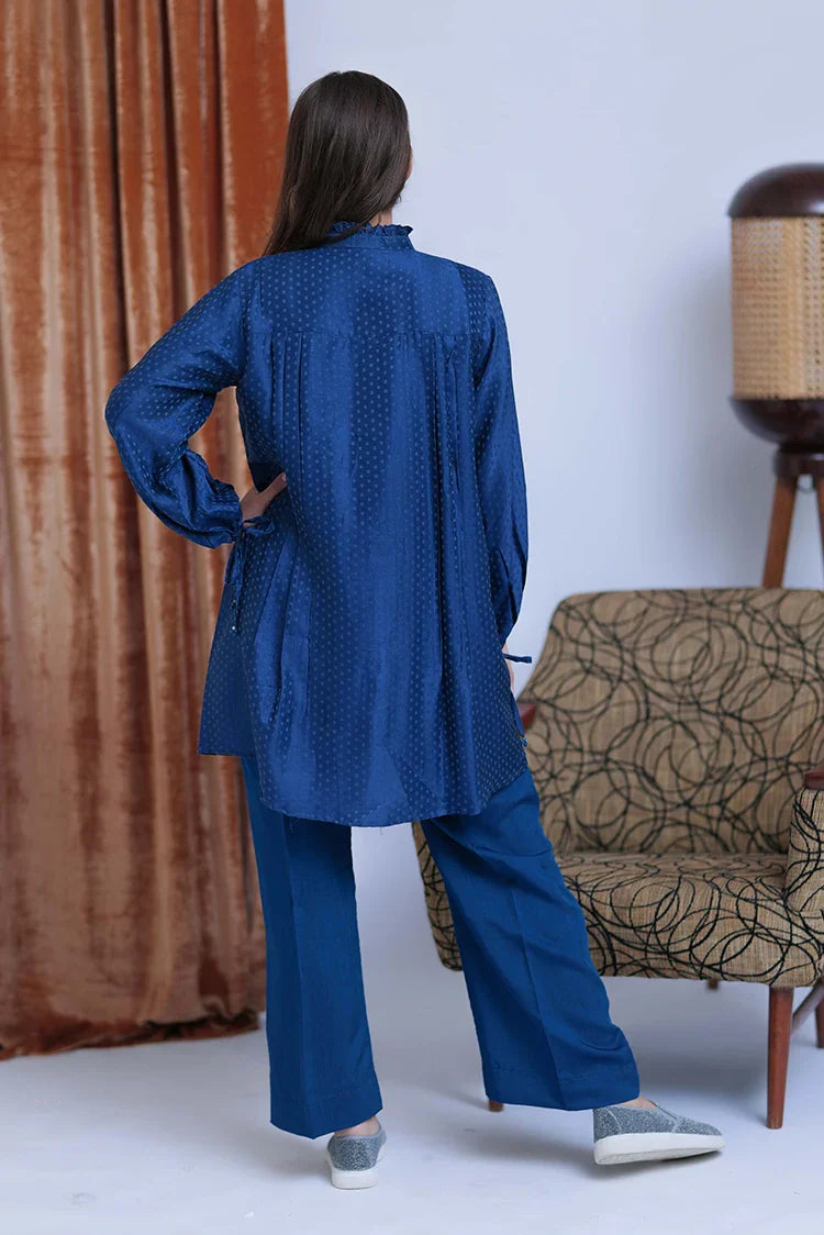 Picture of GBC-02837 | Blue & Silver | Casual Plus 2 Piece Suit | Viscose Jacquard - Available at Raja Sahib