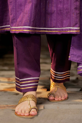 Picture of Senorita - GBD-02602 | Purple & Gold | Casual Plus 3 Piece Suit  | Cotton Dobby Jacquard - Available at Raja Sahib