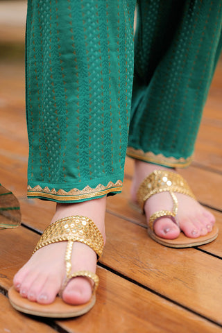 GBD-02629 | Turquoise Green & Golden | Casual Plus 3 Piece Suit  | Cotton Dobby Jacquard