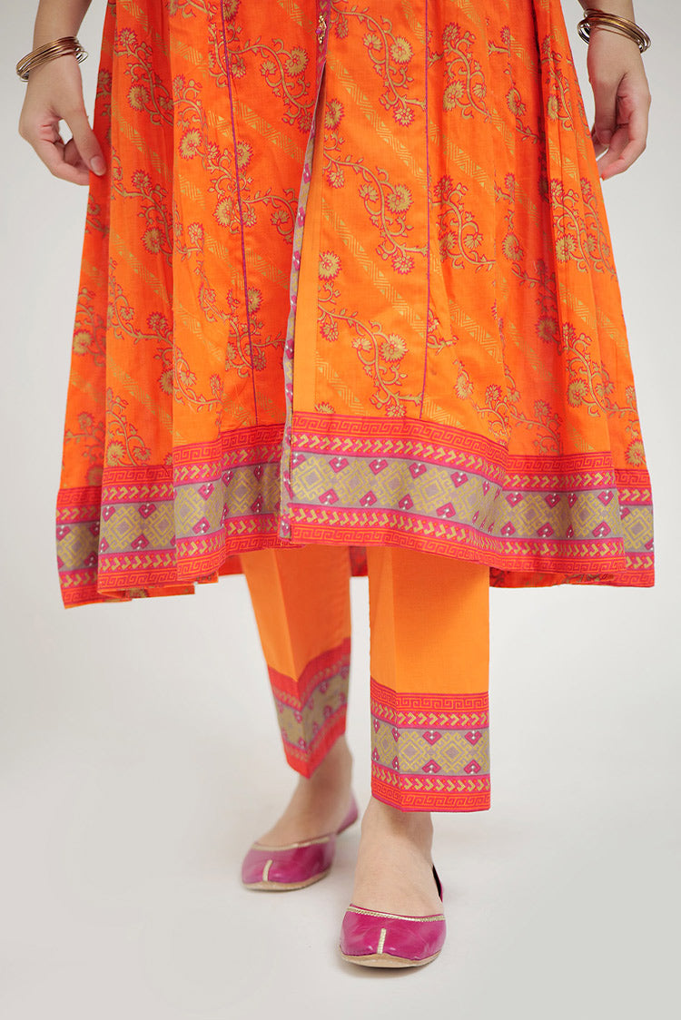 Picture of Senorita - GBD-02649 | Orange & Gold | Casual Plus 3 Piece Suit  | Cotton Lawn Printed - Available at Raja Sahib