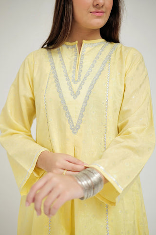 Picture of Senorita - GBD-02703 | Yellow & Silver | Casual Plus 3 Piece Suit  | Viscose Jacquard Filament - Available at Raja Sahib