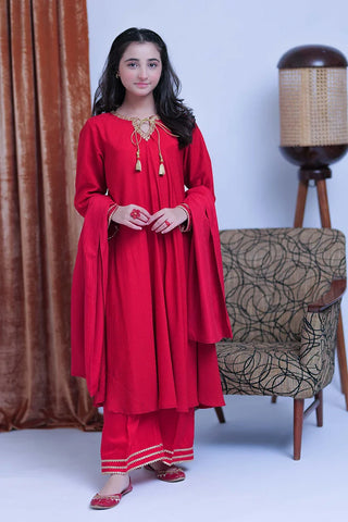 Picture of GBD-02823 | Red & Gold | Casual Plus 3 Piece Suit | Viscose Self Dobby - Available at Raja Sahib