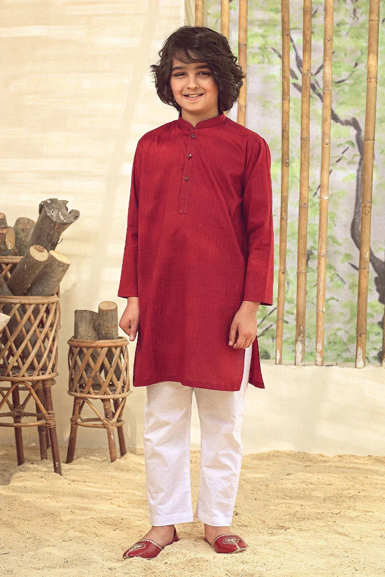 Picture of Istor - 2 PC Stitched - Kids Suit - Maroon - IST-100 - Available at Raja Sahib