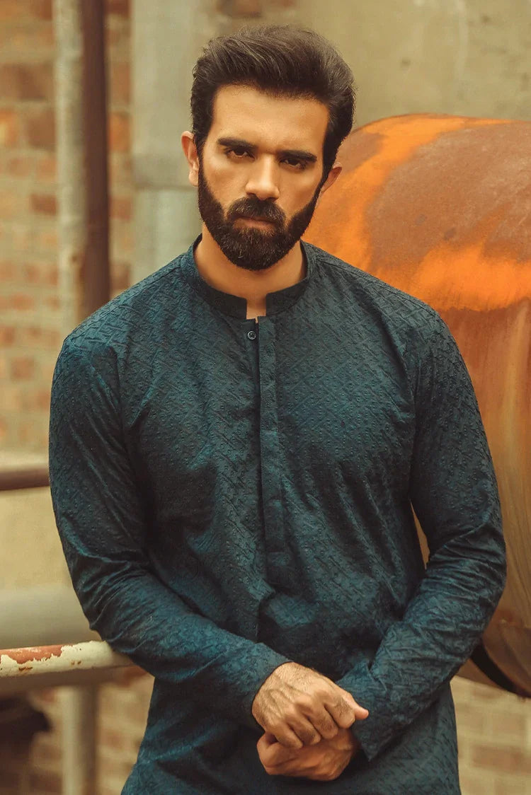 Picture of Istor - 1 Pc Stitched - Navy Kurta - IST-45 - Available at Raja Sahib