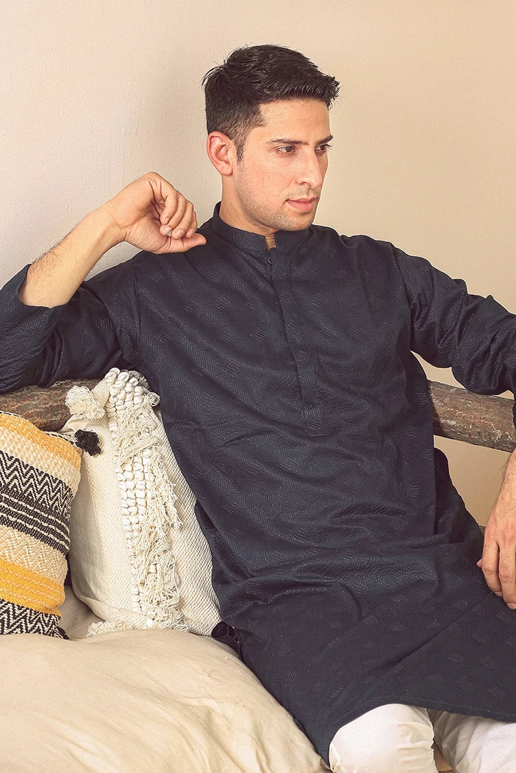 Picture of Istor - 1 Pc Stitched - Navy Kurta - IST-68 - Available at Raja Sahib