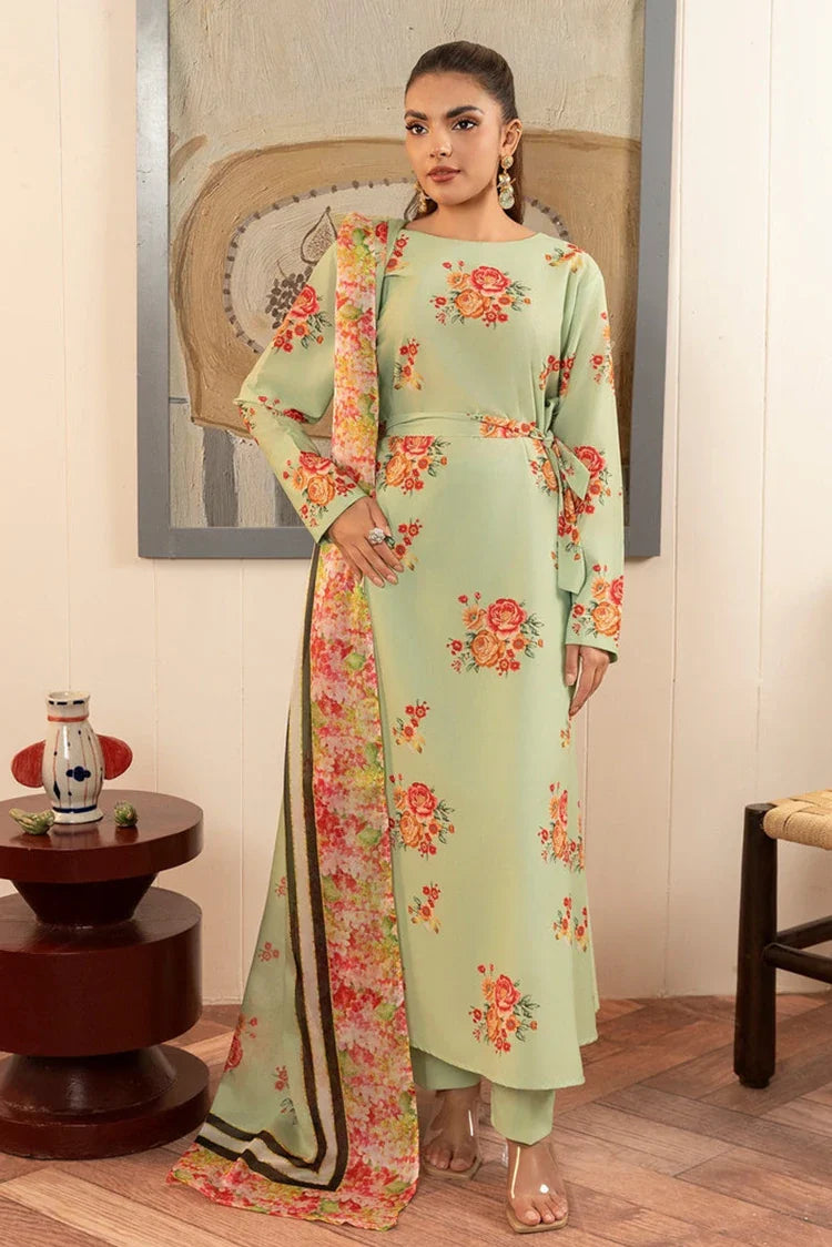 Picture of Stitch Vibes - Basic Wear Pret - 3 PC - Olive Floral Dress - Available at Raja Sahib