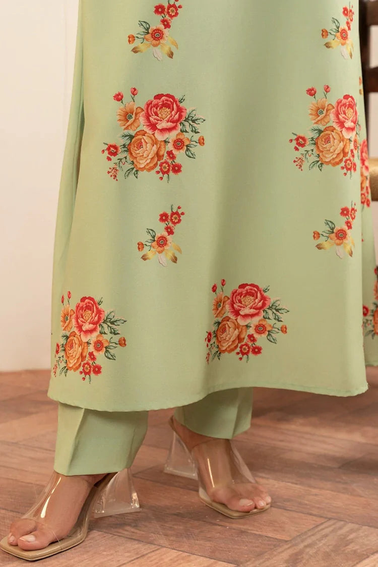 Picture of Stitch Vibes - Basic Wear Pret - 3 PC - Olive Floral Dress - Available at Raja Sahib