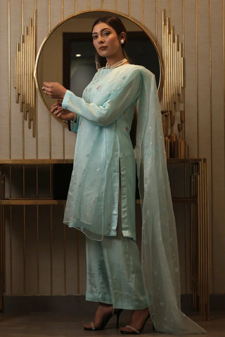 Picture of Emeralds - Embroidered Silk Festive Pret - Ice Blue - Available at Raja Sahib