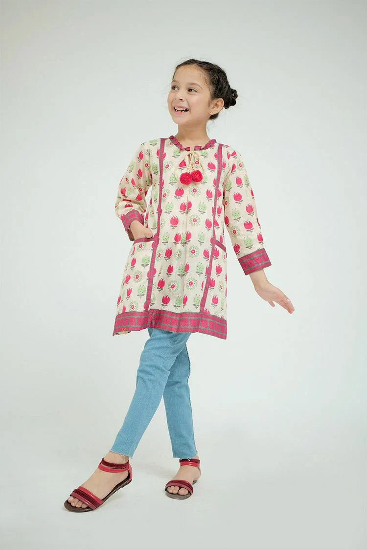 Picture of Senorita - KAA-02579 - Cream & Multicolor - Casual Kurta - Cotton Lawn Printed - Available at Raja Sahib