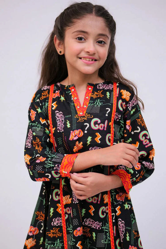 Picture of Senorita - KAA-02723 - Black & Multicolor - Casual Kurta - Cotton Lawn Printed - Available at Raja Sahib