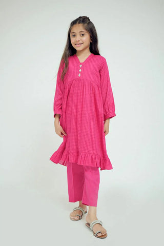 Picture of Senorita - KAC-02642 - Shocking Pink - Casual 2 Piece Suit - Cotton Self Dobby Check - Available at Raja Sahib