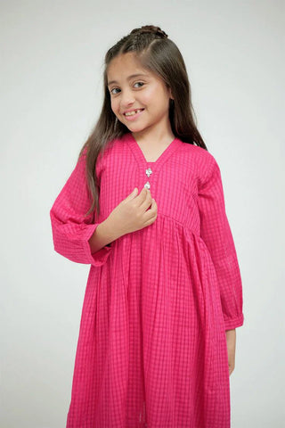 Picture of Senorita - KAC-02642 - Shocking Pink - Casual 2 Piece Suit - Cotton Self Dobby Check - Available at Raja Sahib