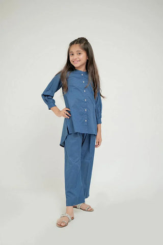 Picture of Senorita - KAC-02643 - Blue - Casual 2 Piece Suit - Cotton Plain Cambric - Available at Raja Sahib