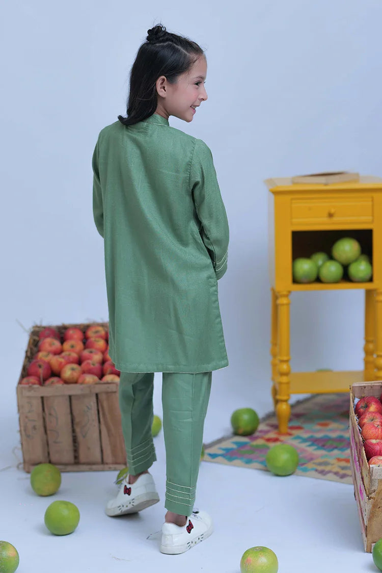 Picture of KAC-02773 | Green & Gold | Casual 2 Piece Suit | Acrylic Fabric - Available at Raja Sahib