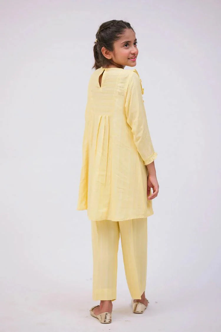 Picture of Senorita - KAC-02781 - Light Yellow - Casual 2 Piece Suit - Viscose Fabric Jacquard - Available at Raja Sahib