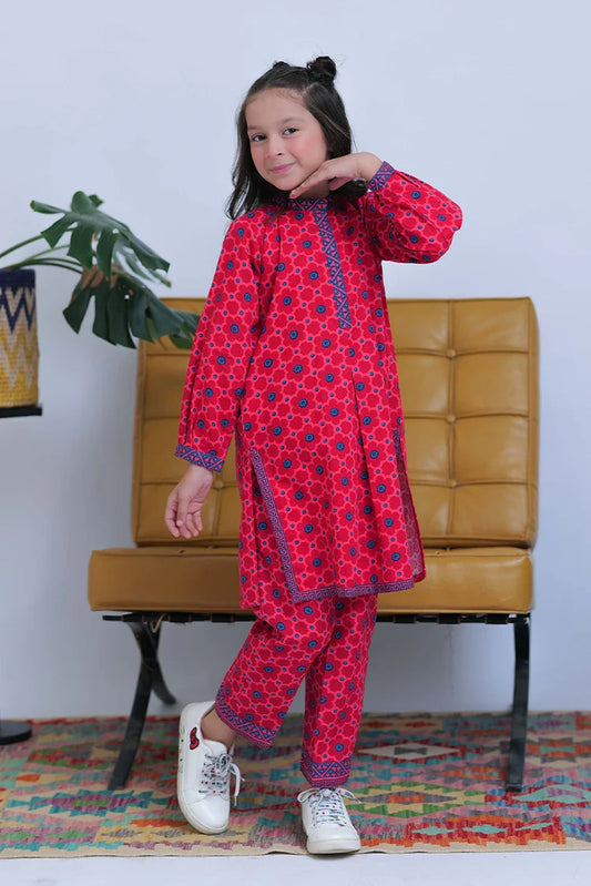 Picture of KAC-02804 | Red & Multicolor | Casual 2 Piece Suit | Cotton Dobby Self - Available at Raja Sahib