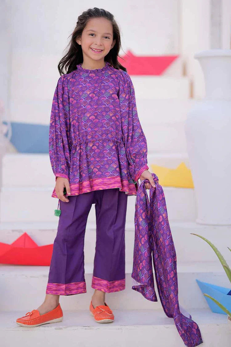 Picture of KAD-02479 | Purple & Multicolor | Casual 3 Piece Suit | Marina Fabric Printed - Available at Raja Sahib