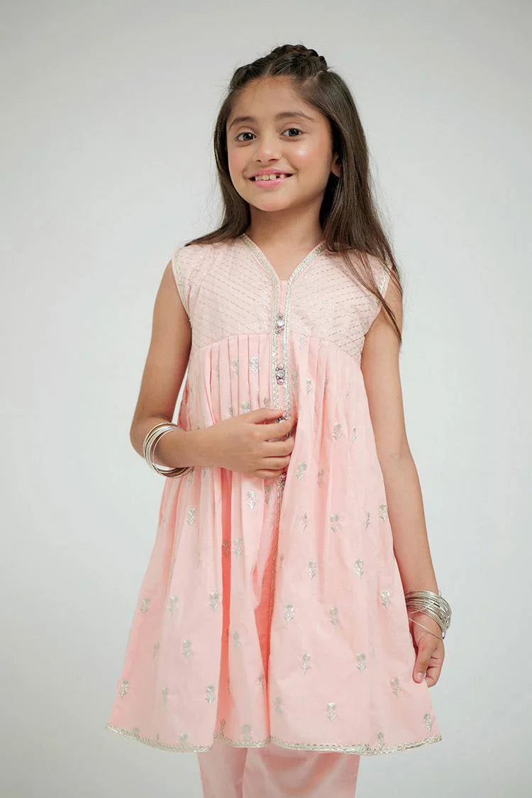 Picture of Senorita - KAD-02636 - Pink & Silver - Casual 3 Piece Suit - Cotton Plain Cambric - Available at Raja Sahib