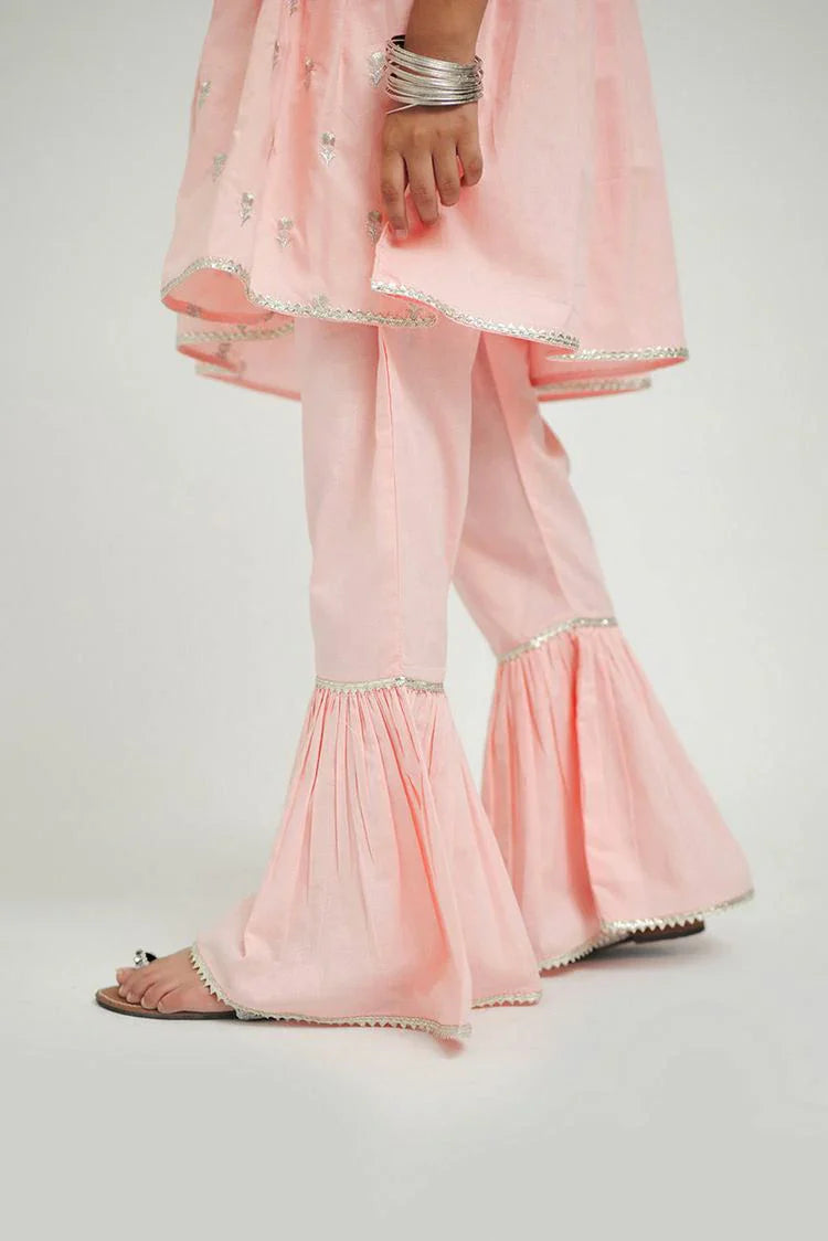 Picture of Senorita - KAD-02636 - Pink & Silver - Casual 3 Piece Suit - Cotton Plain Cambric - Available at Raja Sahib