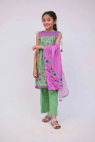 Picture of Senorita - KAD-02784 - Green & Multicolor - Casual 3 Piece Suit - Cotton Lawn Printed - Available at Raja Sahib