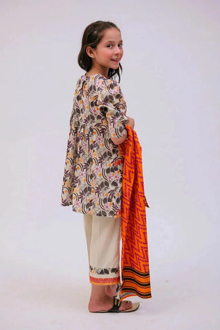 Picture of Senorita - KAD-02785 - Fawn & Multicolor - Casual 3 Piece Suit - Cotton Lawn Printed - Available at Raja Sahib