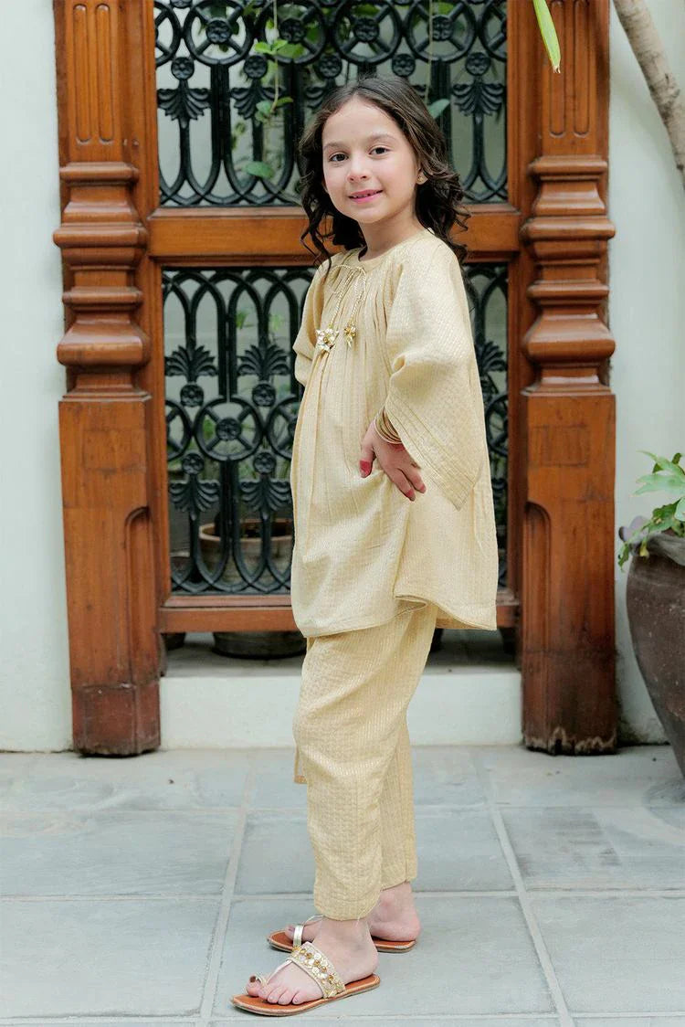 Picture of Senorita - KBD-02622 - Fawn & Gold  - Casual Plus 3 Piece Suit - Cotton Dobby Jacquard - Available at Raja Sahib