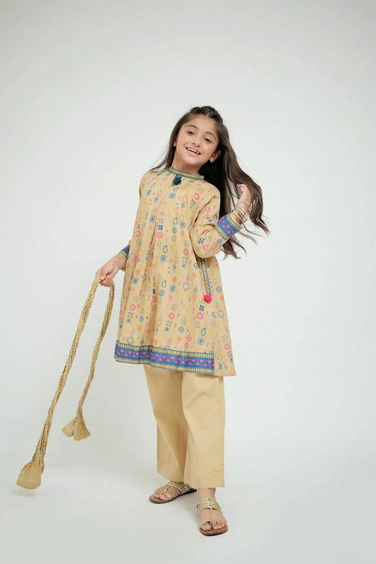 Picture of Senorita - KBD-02673 - Fawn Gold - Casual Plus 3 Piece Suit - Cotton Gold Print Lawn - Available at Raja Sahib