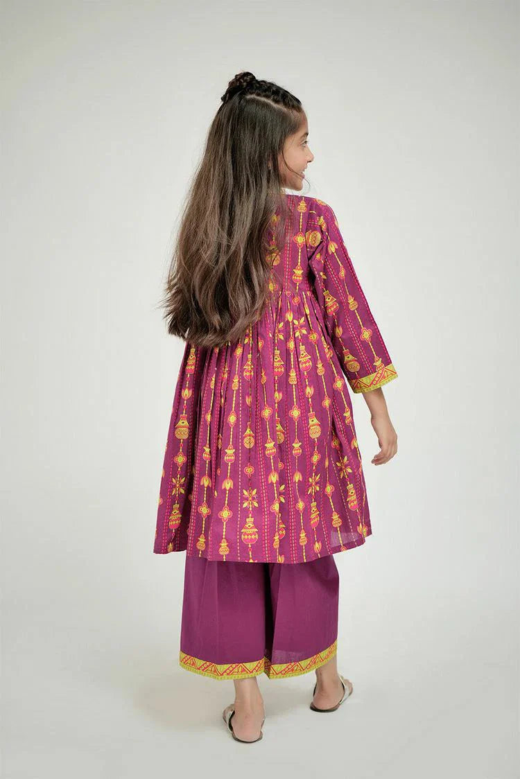 Picture of Senorita - KBD-02674 - Magenta & Gold - Casual Plus 3 Piece Suit - Cotton Gold Print Lawn - Available at Raja Sahib