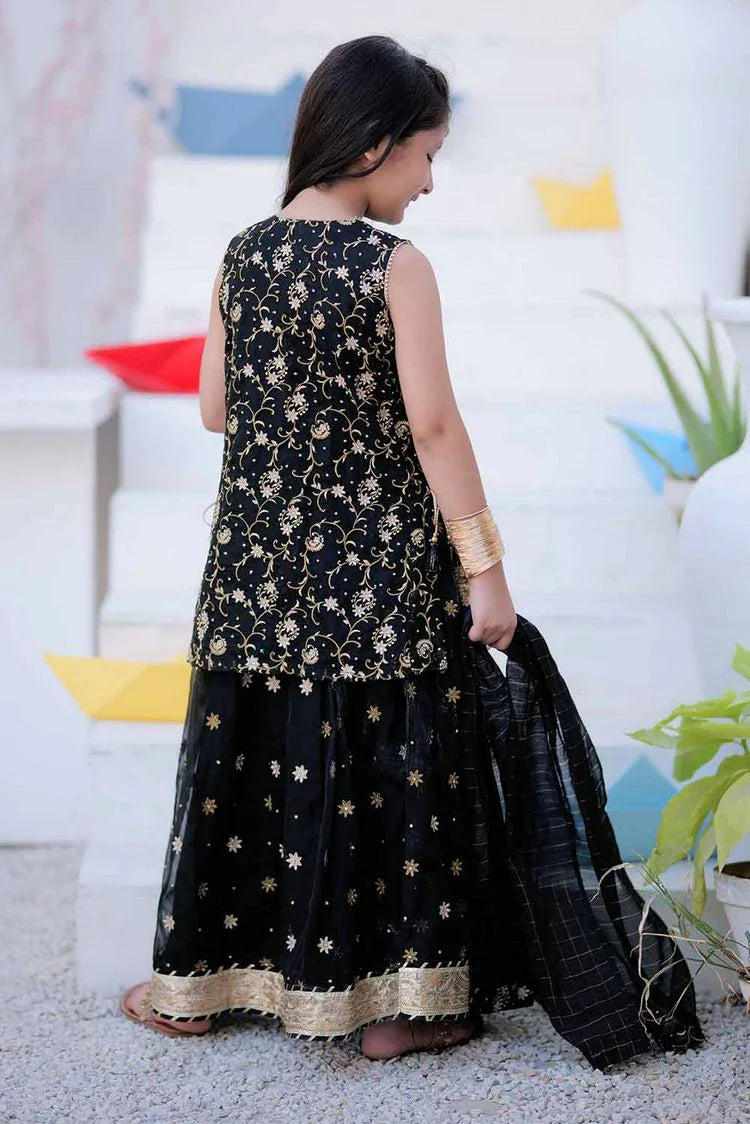 Picture of Senorita - KDD-02404 - Black & Golden - Formal 3 Piece Suit - Organza Fancy Fabric - Available at Raja Sahib