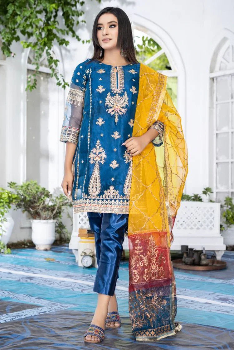 Picture of Ketifa - Formals Unstitched Collection - Artistic Blue - Available at Raja Sahib