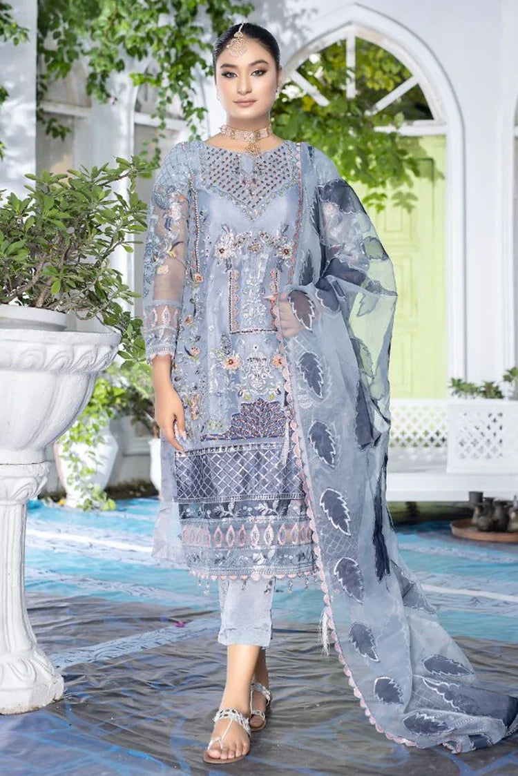 Picture of Ketifa - Formals Unstitched Collection - Floral Gray - Available at Raja Sahib