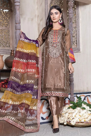 Picture of Ketifa - Formals Unstitched Collection - Rich Caramel - Available at Raja Sahib