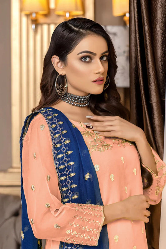 Picture of Ketifa - 3 PC Luxury Unstitched Collection - Trendy Peach - Available at Raja Sahib