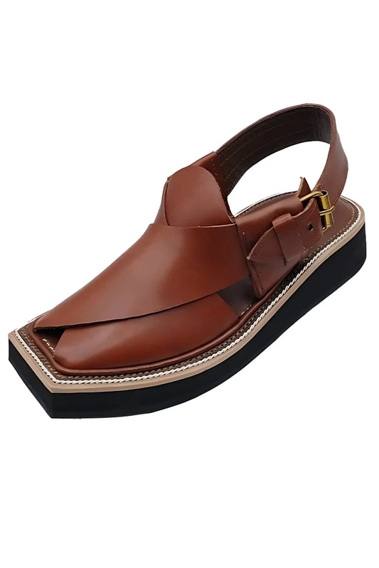 Picture of Khan's Wear - Kaptaan Chappal - Brown - Available at Raja Sahib