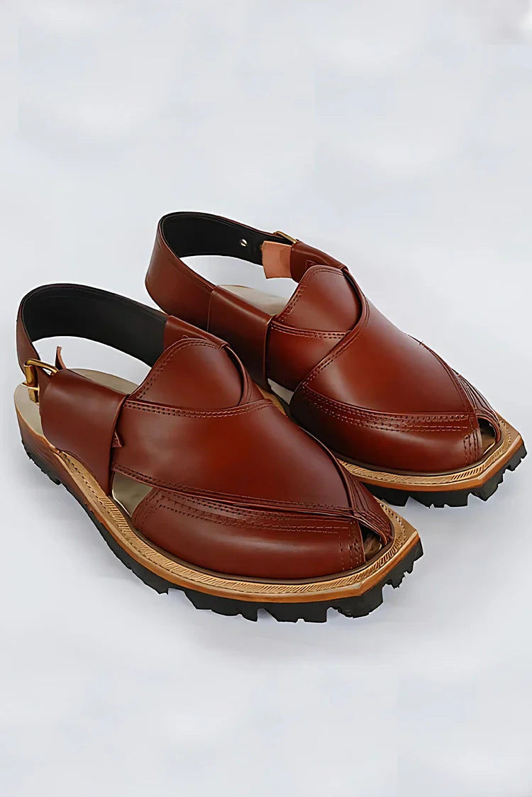 Khan's Wear Norozi Chappal Brown – Raja Sahib - Main Image