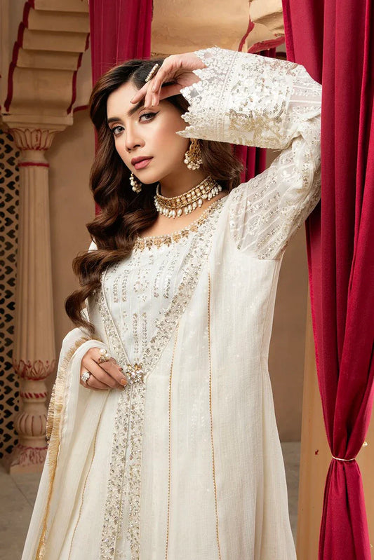 Picture of Manahils - Jal Pari RTW Collection - Kurti-B-005-Off White - Available at Raja Sahib