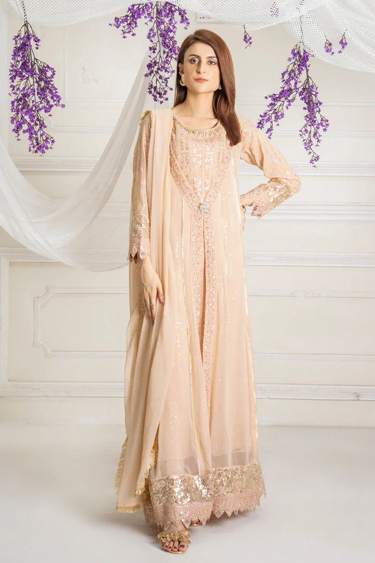 Picture of Manahils - Jal Pari RTW Collection - Kurti-B-005-Peach - Available at Raja Sahib