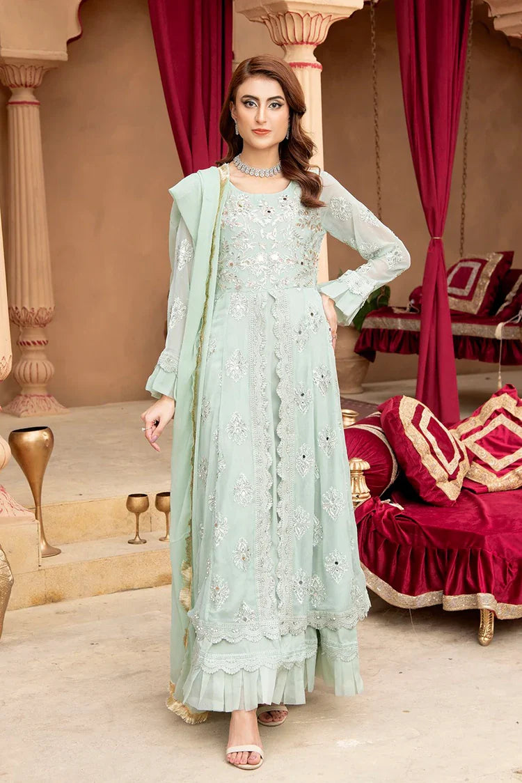 Picture of Manahils - Jal Pari RTW Collection - Kurti-B-006-Aqua - Available at Raja Sahib