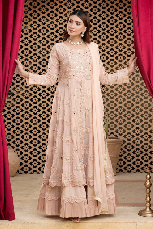 Picture of Manahils - Jal Pari RTW Collection - Kurti-B-006-Peach - Available at Raja Sahib