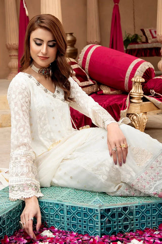 Picture of Manahils - Jal Pari RTW Collection - Angrakha-B-008-Off White - Available at Raja Sahib