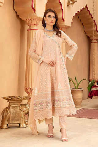 Picture of Manahils - Jal Pari RTW Collection - Angrakha-B-008-Peach - Available at Raja Sahib