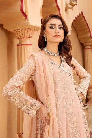 Picture of Manahils - Jal Pari RTW Collection - Angrakha-B-008-Peach - Available at Raja Sahib