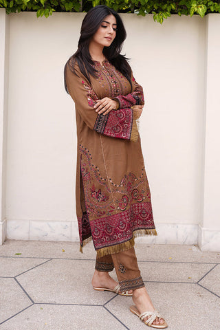 Embroidered Dull Raw Silk Suit L0955 - 2 Piece