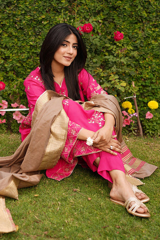 Picture of Embroidered Raw Silk Suit L0957 - 3 Piece - Available at Raja Sahib