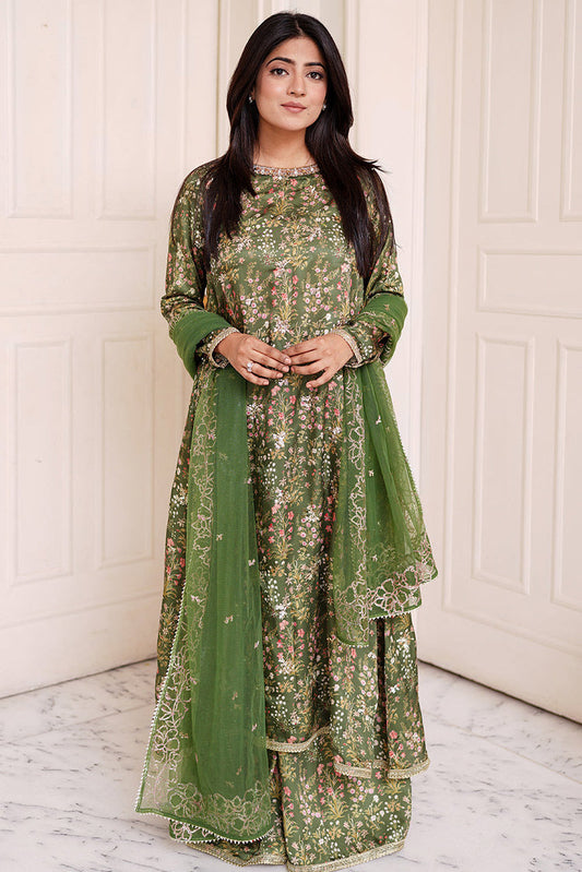 Picture of Embroidered Shamooz Silk Suit L1155 - 3 Piece - Available at Raja Sahib