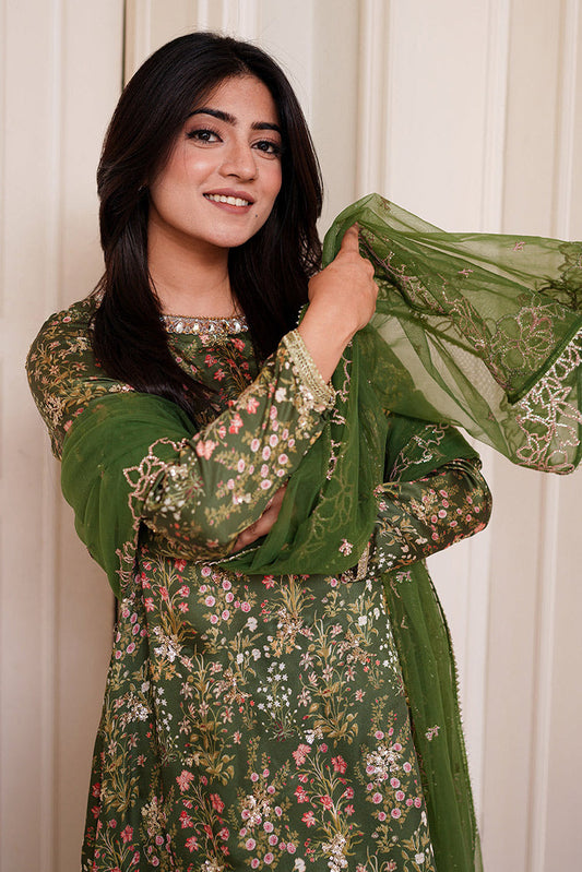 Picture of Embroidered Shamooz Silk Suit L1155 - 3 Piece - Available at Raja Sahib