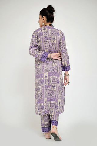 Picture of Senorita - LAC-02684 | Purple & Multicolor | Casual 2 Piece Suit  | Cotton Lawn Printed - Available at Raja Sahib