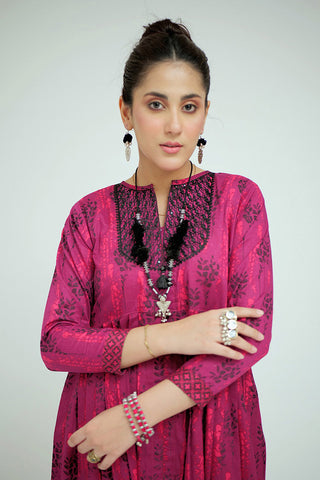 Picture of Senorita - LAC-02690 | Magenta & Multicolor | Casual 2 Piece Suit  | Cotton Lawn Printed - Available at Raja Sahib