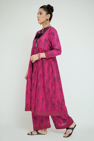 Picture of Senorita - LAC-02690 | Magenta & Multicolor | Casual 2 Piece Suit  | Cotton Lawn Printed - Available at Raja Sahib